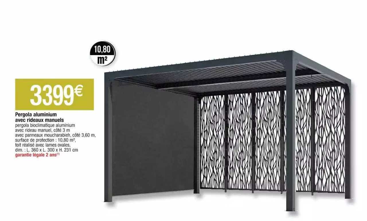 pergola aluminium avec rideaux manuels