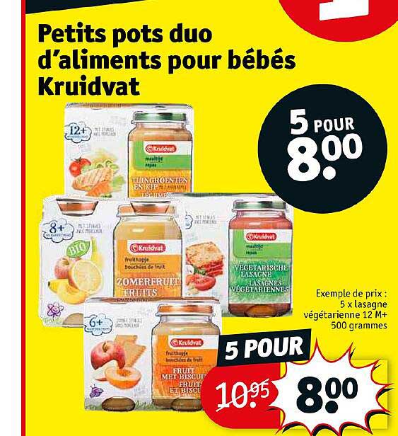 petits pots duo d'aliments pour bébés kruidvat