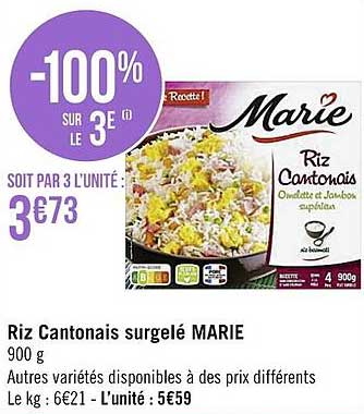 Riz Cantonais Surgelé Marie
