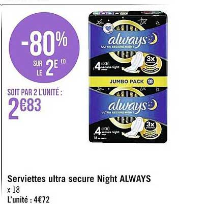 serviettes ultra secure night always