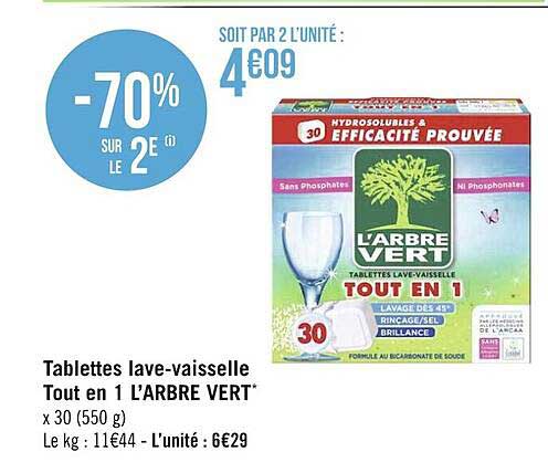 tablettes lave-vaisselle tout en 1 l'arbre vert