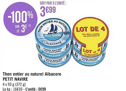 Thon Entier Au Naturel Albacore Petit Navire