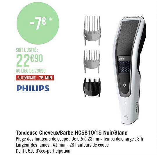 tondeuse cheveux-barbe noir-blanc philips