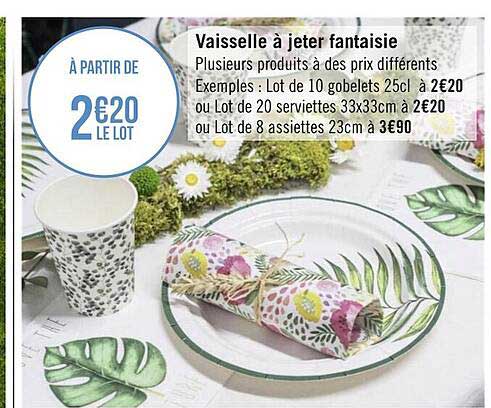 vaisselle à jeter fantaisie