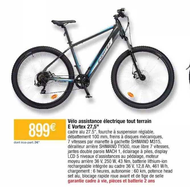 vélo assistance électrique tout terrain e vortex 27,5"