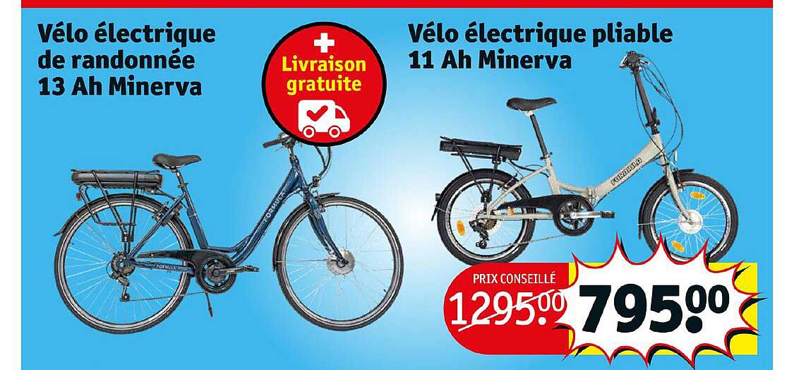 Vélo électrique De Randonnée 12 Ah Minerva, Vélo électrique Pliable 11 Ah Minerva