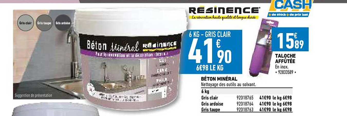 béton minéral, taloche affûtée