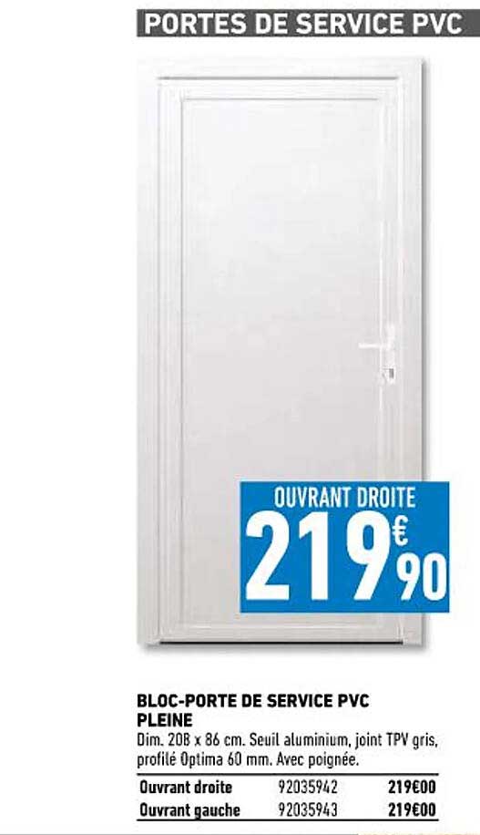 bloc-porte de service pvc pleine