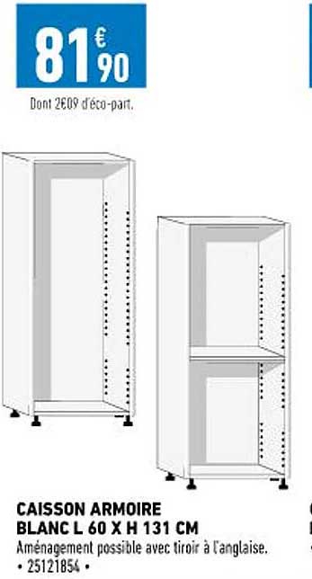 Caisson Armoire Blanc L 60 X H 131 Cm
