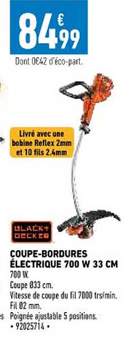 coupe-bordures électrique 700w 33 cm black + decker