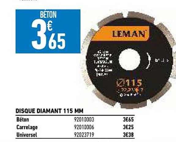 Disque Diamant 115 Mm Leman