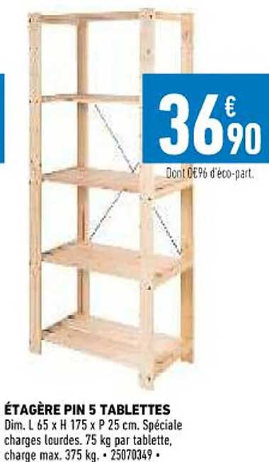étagère Pin 5 Tablettes