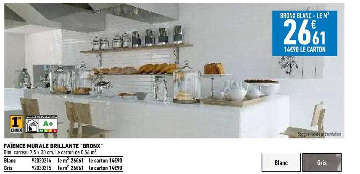 faïence murale brillante "bronx"