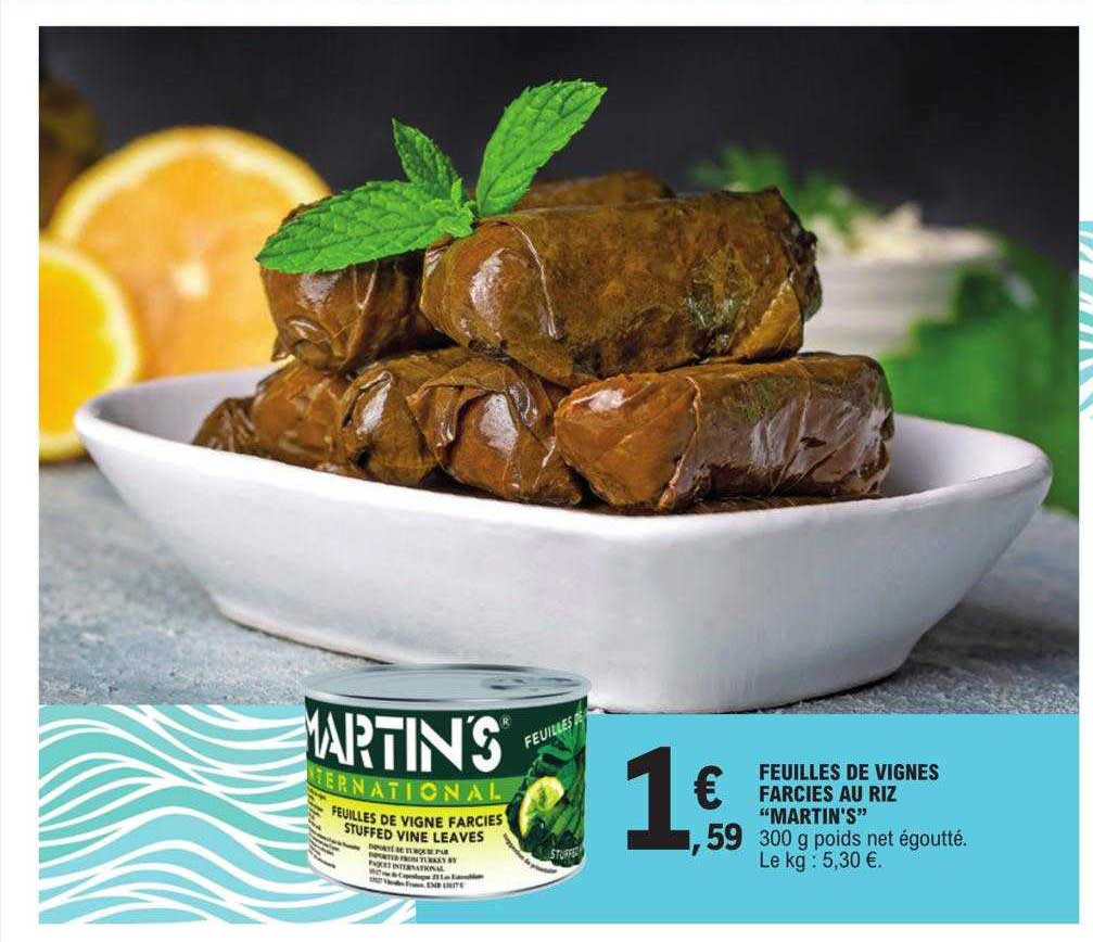 feuilles de vignes farcies au riz "martin's"