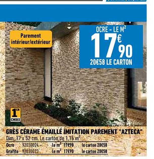 grès cérame émaillé imitation parement "azteca"