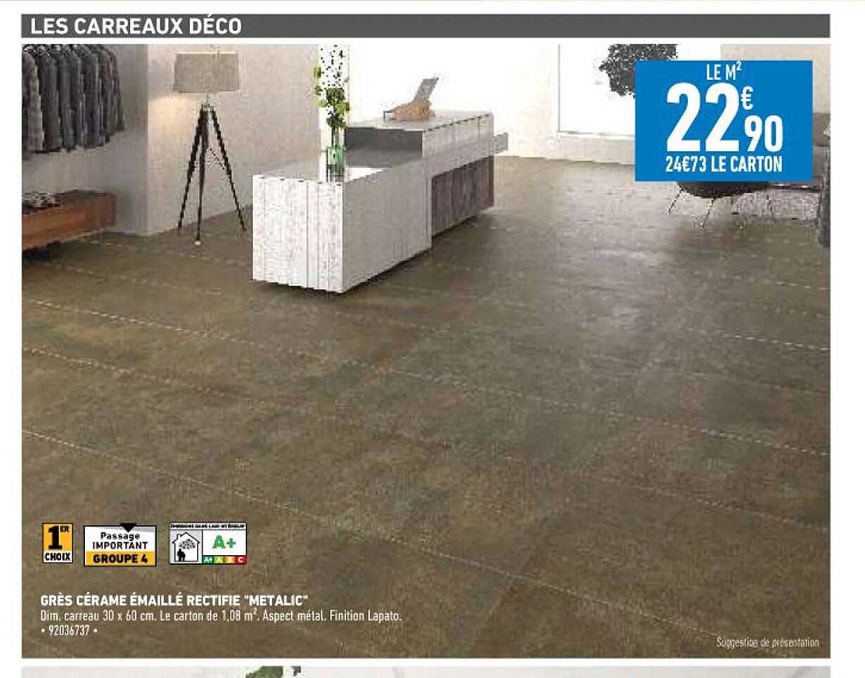 grès cérame émaillé rectifié "metalic"