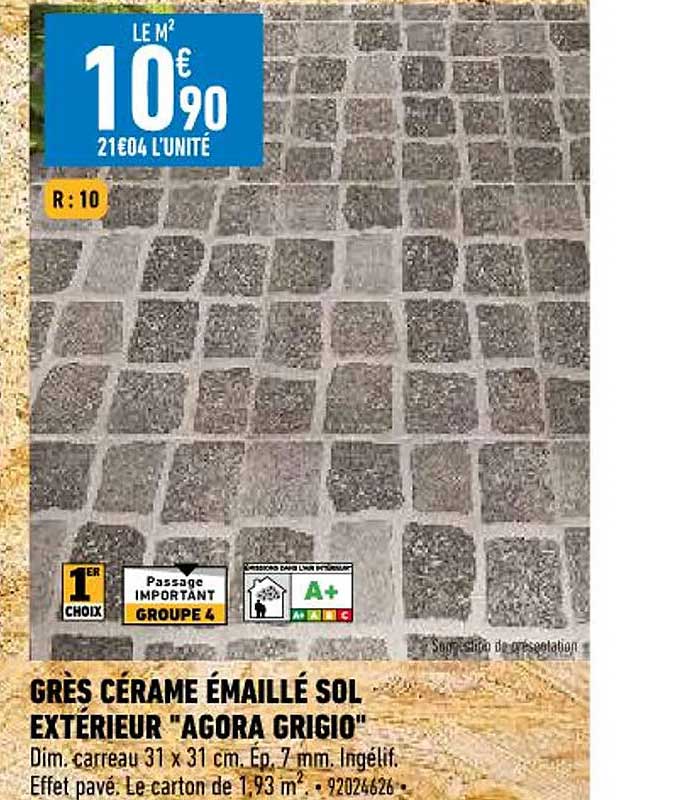 grès cérame émaillé sol extérieur "agora grigio"