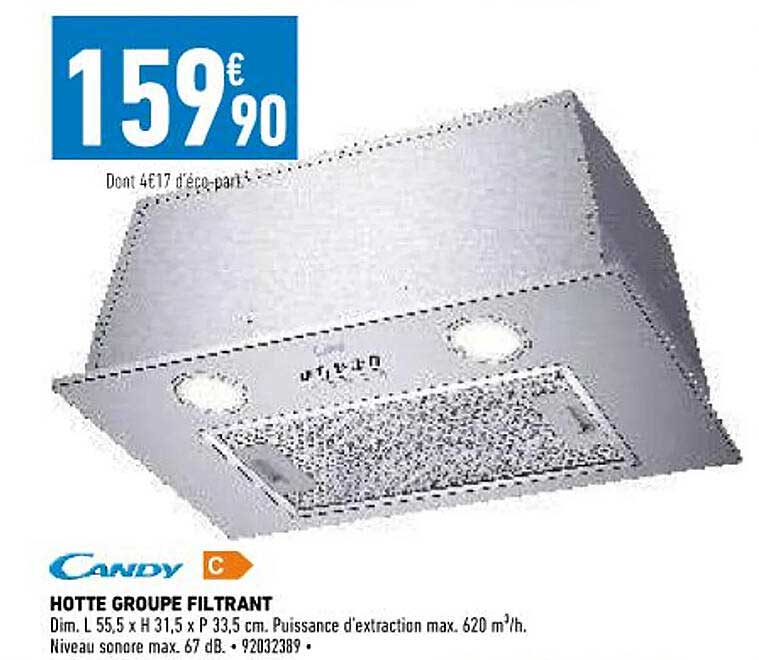 hotte groupe filtrant candy