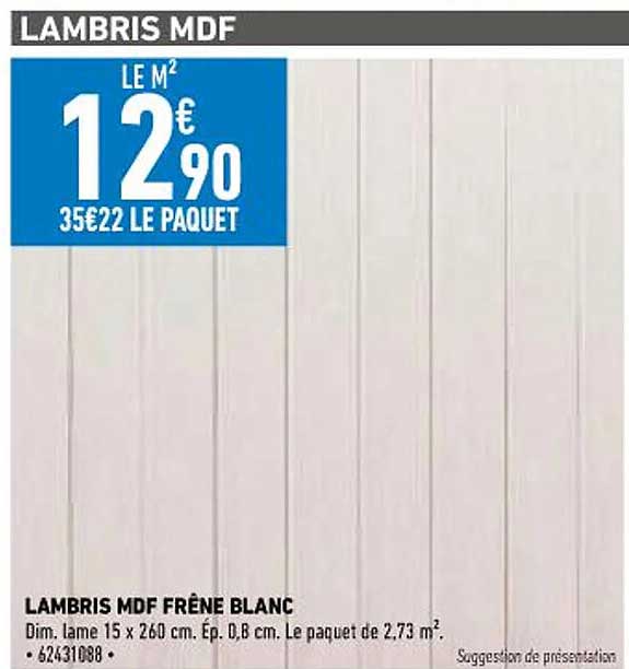 lambris mdf frêne blanc