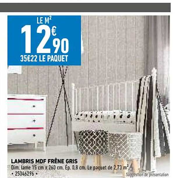 lambris mdf frêne gris