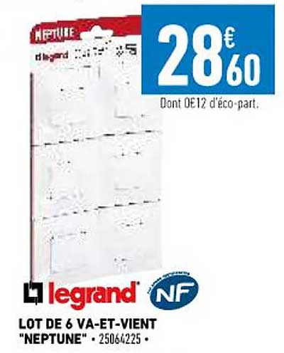 lot de 6 va-et-vient "neptune" legrand
