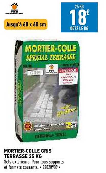 mortier-colle gris terrasse 25 kg
