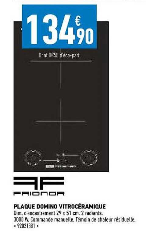 plaque domino vitrocéramique frionor