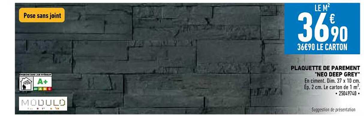 plaquette de parement "néo deep grey" modulo