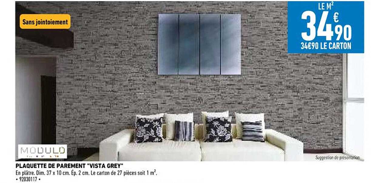 plaquette de parement "vista grey" modulo