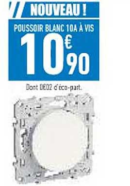 poussoir blanc 10A à vis