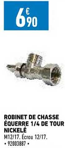 robinet de chasse équerre 1-4 de tour nickelé
