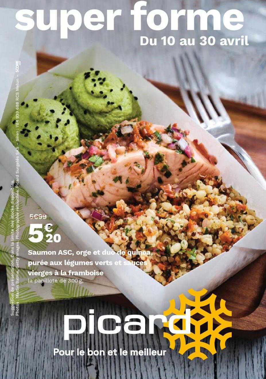 saumon asc, orge et duo de quinoa, purée aux légumes verts et sauces vierges à la framboise