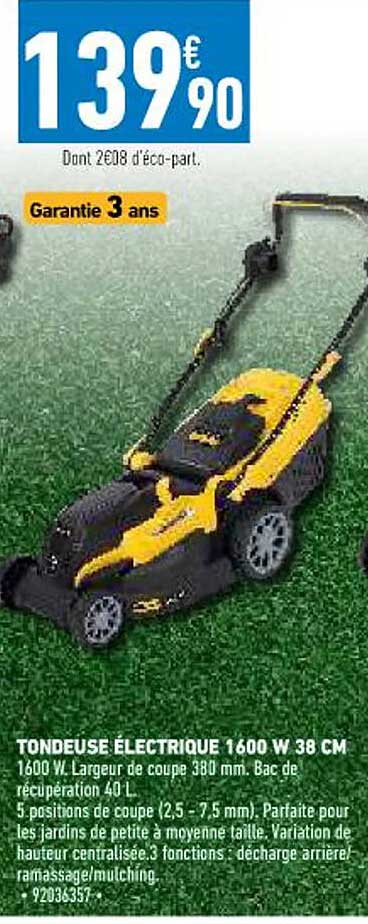 tondeuse électrique 1600w 38 cm