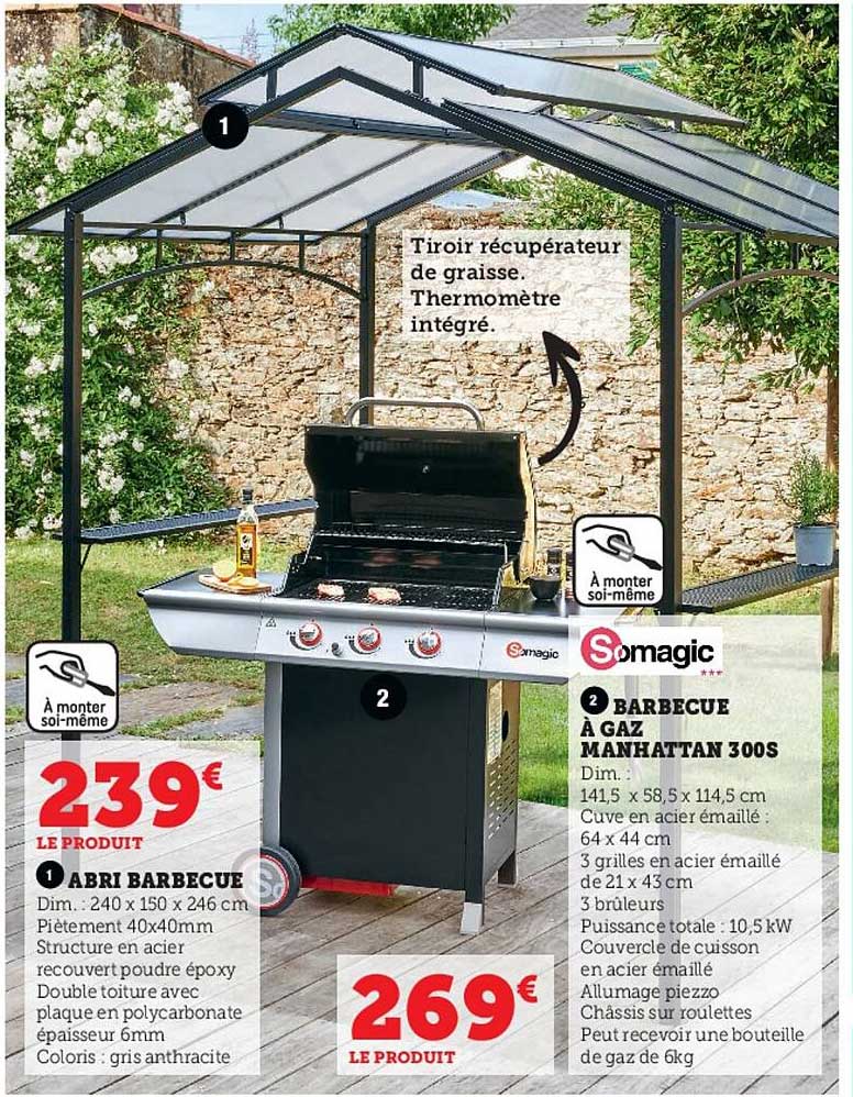 1-abri barbecue 2- barbecue à gaz manhattan 300s somagic