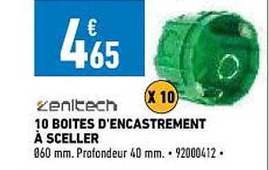 10 boîtes d'encastrement à sceller zenitech