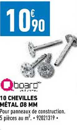 10 chevilles métal ø 8 mm board