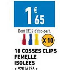 10 cosses clips femelle isolées