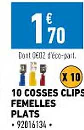 10 Cosses Clips Femelles Plats