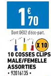 10 cosses clips male-femelle assorties