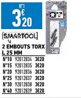 2 embouts torx l 25 mm smartool