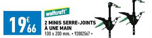2 minis serre-joints à une main wolfcraft
