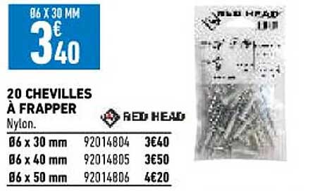 20 chevilles à frapper red head