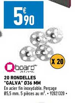 20 rondelles "galva" ø 36 mm board