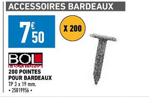 200 pointes pour bardeaux bol
