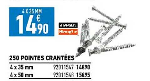 250 pointes crantées