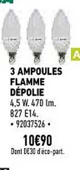 3 ampoules flamme dépolie