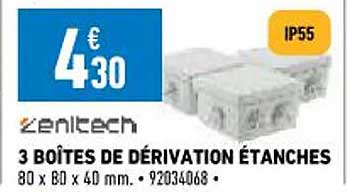 3 boîtes de dérivation étanches zenitech