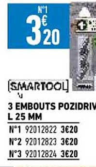 3 embouts pozidriv l 25 mm smartool