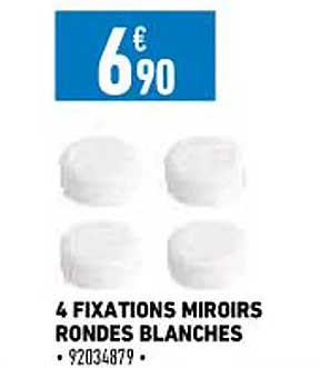 4 fixations miroirs rondes blanches