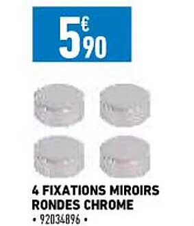 4 fixations miroirs rondes chrome